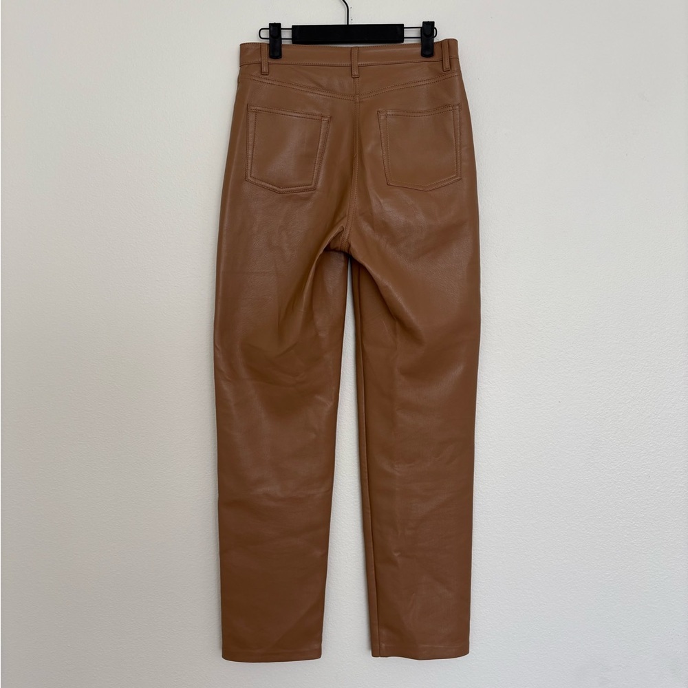 Wilfred Faux Leather Straight-Leg Pants in Caramel Brown Size 6 - Picture 2 of 7